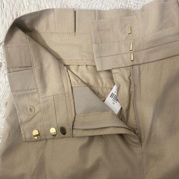 7th Avenue Tan Golden Shiny High Rose Bermuda Shorts​ - Picture 6 of 7